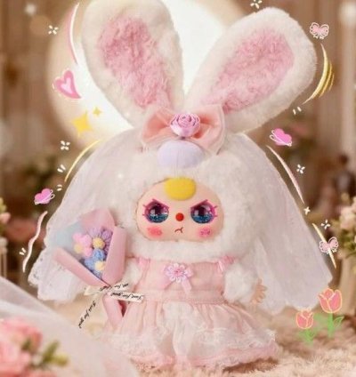 Baby Three - Romantic Wedding 400% Mystery Boxes Bag Pendant Bunny Plush Dolls Soft Collectibles Hidden Style 2 Hidden Probability:1/18